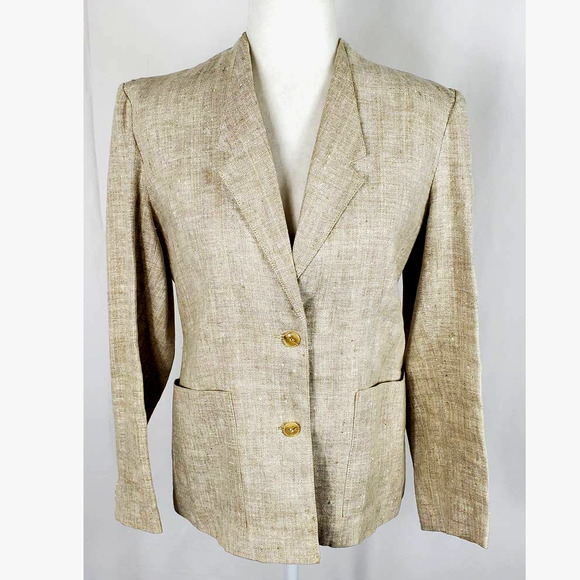 I.B. Diffusion Natural Linen Button Closure Blazer Womens 10 - Picture 1 of 5